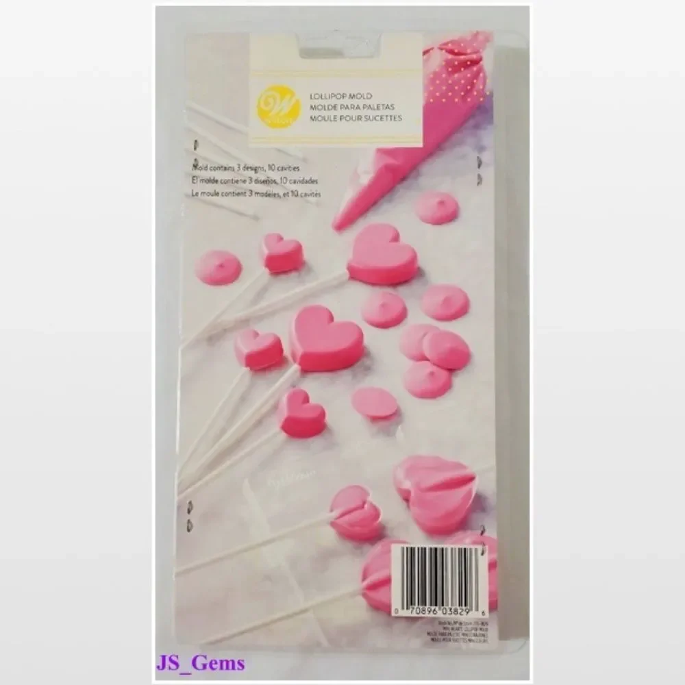 New Wilton Lollipop Molds Suckers Candy Mini Hearts Plastic Baking NWT